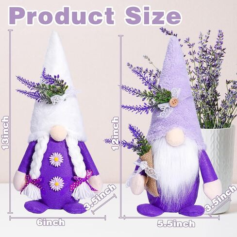 Summer Gnome Decorations for Home Lavender Decor Birthday Gifts Summer Gnomes Plush for Home Kitchen Tiered Tray Father‘s Day in Saudi Arabia