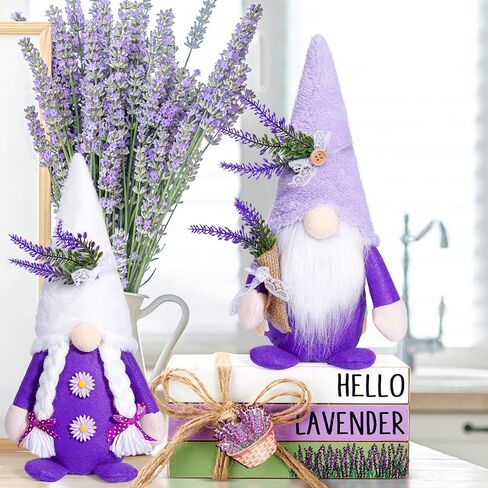 Summer Gnome Decorations for Home Lavender Decor Birthday Gifts Summer Gnomes Plush for Home Kitchen Tiered Tray Father‘s Day in Saudi Arabia