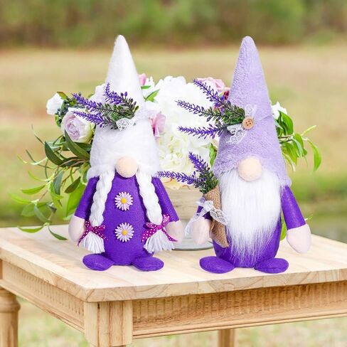 Summer Gnome Decorations for Home Lavender Decor Birthday Gifts Summer Gnomes Plush for Home Kitchen Tiered Tray Father‘s Day in Saudi Arabia