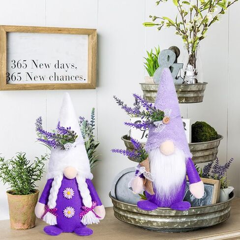 Summer Gnome Decorations for Home Lavender Decor Birthday Gifts Summer Gnomes Plush for Home Kitchen Tiered Tray Father‘s Day in Saudi Arabia