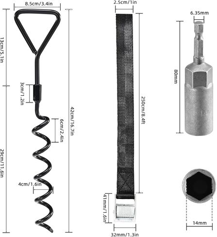 مجموعة مرساة الترامبولين من زيزيلاند، نظام ربط شديد التحمل مع أوتاد مرساة أرضية حلزونية، مجموعة مرساة متأرجحة، مجموعة من 4 قطع in Kuwait