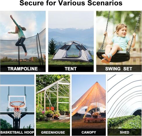 مجموعة مرساة الترامبولين من زيزيلاند، نظام ربط شديد التحمل مع أوتاد مرساة أرضية حلزونية، مجموعة مرساة متأرجحة، مجموعة من 4 قطع in Kuwait