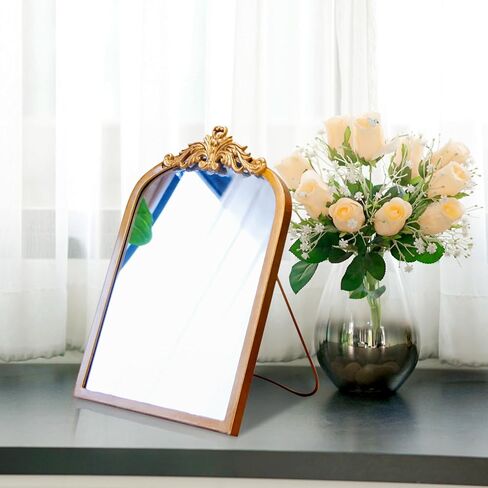 مرآة حائط عتيقة من Cozdecor على سطح الطاولة بإطار معدني ذهبي (18 بوصة * 12 بوصة، ذهبي عتيق) in Saudi Arabia