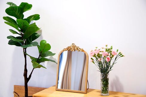 مرآة حائط عتيقة من Cozdecor على سطح الطاولة بإطار معدني ذهبي (18 بوصة * 12 بوصة، ذهبي عتيق) in Saudi Arabia