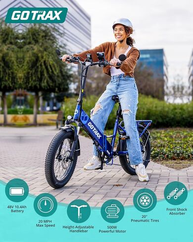 Gotrax F2V2 20" Electric Bike, Max Range 55 Miles & 20Mph Power by 500W, LCD Display & 5 Pedal-Assist Levels, 7-Speed Gear& Front Shock Absorber for Adult Folding Bike with all Accessories Lock&Mirror in Saudi Arabia