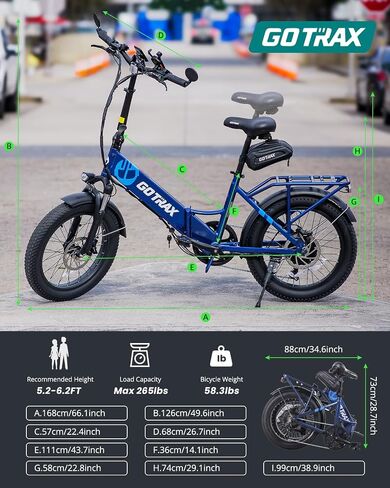 Gotrax F2V2 20" Electric Bike, Max Range 55 Miles & 20Mph Power by 500W, LCD Display & 5 Pedal-Assist Levels, 7-Speed Gear& Front Shock Absorber for Adult Folding Bike with all Accessories Lock&Mirror in Saudi Arabia