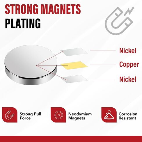 Kitchen Essentials,Super Strong Neodymium Magnet,Cocina Accesorios,Powerful Disc Magnets with Double-Sided Adhesive for Fridge,Craft,DIY,and Office Magnets,1.26Inch X 0.12Inch - 5Pcs in Saudi Arabia