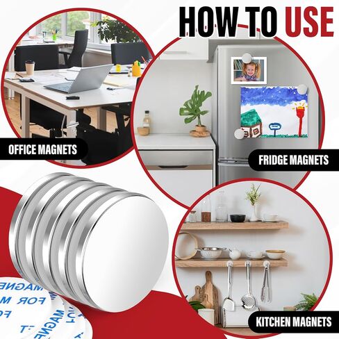 Kitchen Essentials,Super Strong Neodymium Magnet,Cocina Accesorios,Powerful Disc Magnets with Double-Sided Adhesive for Fridge,Craft,DIY,and Office Magnets,1.26Inch X 0.12Inch - 5Pcs in Saudi Arabia