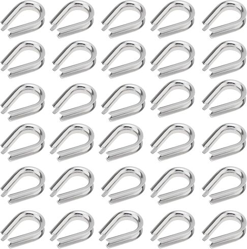 50Pcs M6 Wire Rope Thimbles 1/4", Stainless Steel Thimble for Diameter Cable Rigging, Clothesline, Rope Hardware Fittings in Kuwait