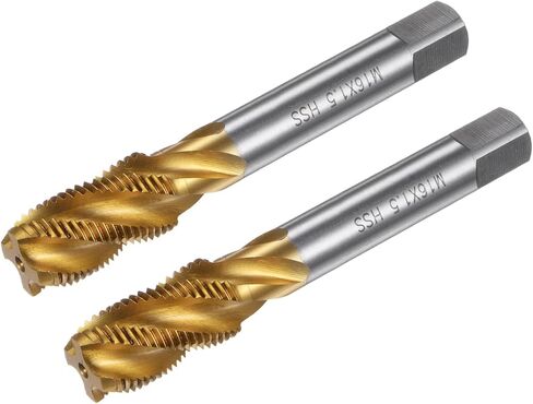 uxcell 2pcs Spiral Flute Thread Taps, Metric M14 x 1.5 H2 Screw Threading Tap, Titanium Coated M2 High Speed Steel Machine Tapping Tools for Machinist Repair in Saudi Arabia