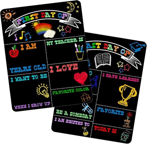 CANIPHA First Last Day of School Board Chalkboard Signs, Double-Sided Reusable First Day School Sign & Last Day School Signs for Kids First and Last Day Back to School Wall Hanging (14x11inch) in Saudi Arabia