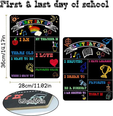 CANIPHA First Last Day of School Board Chalkboard Signs, Double-Sided Reusable First Day School Sign & Last Day School Signs for Kids First and Last Day Back to School Wall Hanging (14x11inch) in Saudi Arabia