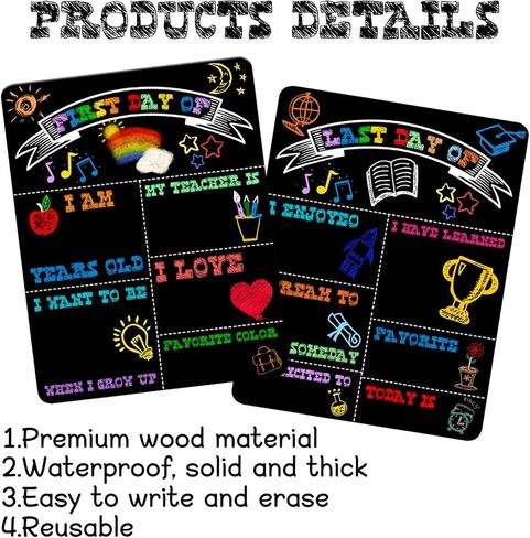 CANIPHA First Last Day of School Board Chalkboard Signs, Double-Sided Reusable First Day School Sign & Last Day School Signs for Kids First and Last Day Back to School Wall Hanging (14x11inch) in Saudi Arabia