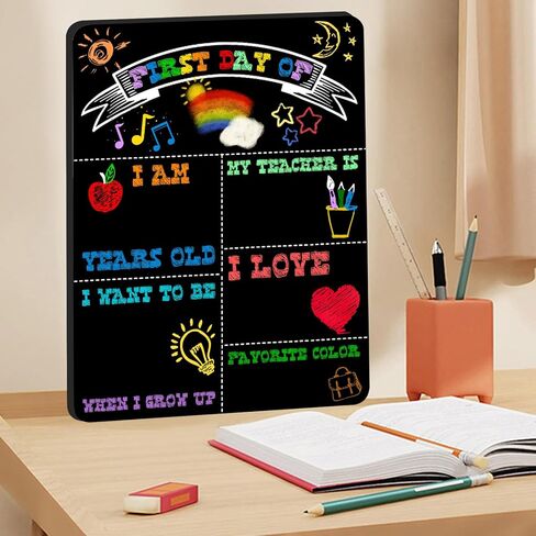 CANIPHA First Last Day of School Board Chalkboard Signs, Double-Sided Reusable First Day School Sign & Last Day School Signs for Kids First and Last Day Back to School Wall Hanging (14x11inch) in Saudi Arabia