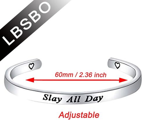 CENWA Slay All Day Feminist Jewelry Boss Lady Bracelet Coworker Gift College Student Gift Best Friend Gift in Saudi Arabia