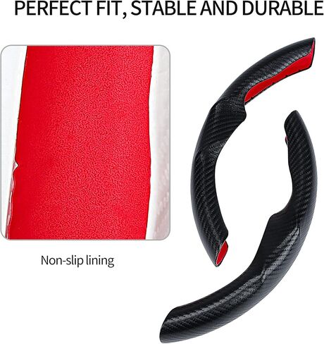 Carbon Fiber Steering Wheel Cover for Tesla Model 3/Y Steering Wheel Wrap Protector Anti-Slip Interior Compatible with Tesla Accessories (White) in Saudi Arabia