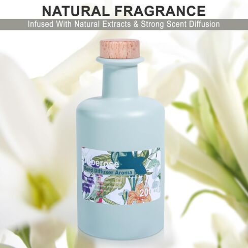 Reed Diffuser Set - Tuberose Essential Oil, 200ml/6.8fl oz Orange Blossom Floral Aroma Scented Oil, Sandalwood Aroma Aromatherapy, Home Fragrance with Rattan Sticks for Room Decor in Kuwait