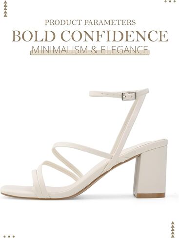 صنادل LACUONE بكعب عريض للنساء بكعب عريض ومقدمة مربعة وإبزيم كاحل مكتنز وكعب عالٍ in Kuwait