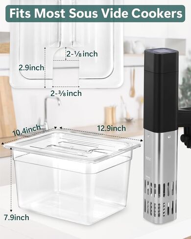 12QT Sous Vide Container with Lid, Fixed Rack, Kitchen Tong, Heat-Resistant Sleeve, BPA Free Container Fit Anova, Breville Joule, Instant Pot and Most Sous Vide Cooker in Saudi Arabia
