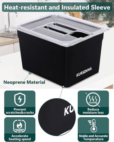 12QT Sous Vide Container with Lid, Fixed Rack, Kitchen Tong, Heat-Resistant Sleeve, BPA Free Container Fit Anova, Breville Joule, Instant Pot and Most Sous Vide Cooker in Saudi Arabia