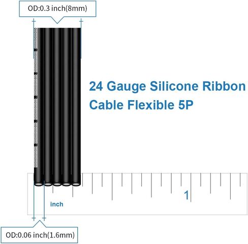 BNTECHGO 22 Gauge Silicone Ribbon Cable Flexible 6P Black 10 ft Flat Cable 22 AWG Stranded Tinned Copper Wire in Saudi Arabia