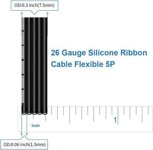 BNTECHGO 22 Gauge Silicone Ribbon Cable Flexible 6P Black 10 ft Flat Cable 22 AWG Stranded Tinned Copper Wire in Saudi Arabia