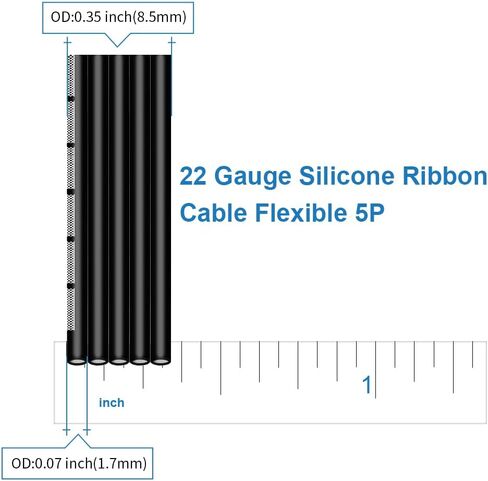 BNTECHGO 22 Gauge Silicone Ribbon Cable Flexible 6P Black 10 ft Flat Cable 22 AWG Stranded Tinned Copper Wire in Saudi Arabia