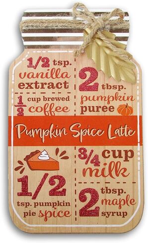 Harvest Themed Mason Jar Tabletop Decor - 4.75 x 8 Inches (Pumpkin Spice Latte Recipe) in Kuwait