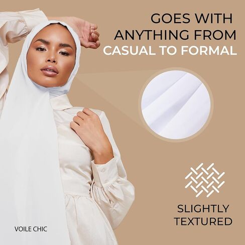 VOILE CHIC Luxury Chiffon Hijab Scarf for Women - Made in Turkey - Islamic Head Scarf Wrap for Muslim in Saudi Arabia