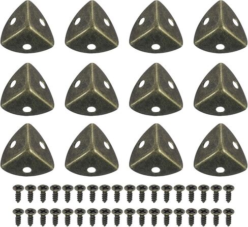 uxcell 16 Pcs Metal Box Corner Protectors 1.18"x0.79" Table Corner Guards Decorative with Mounting Screws for Storage Box Cabinets Wooden Chest, Bronze in Saudi Arabia