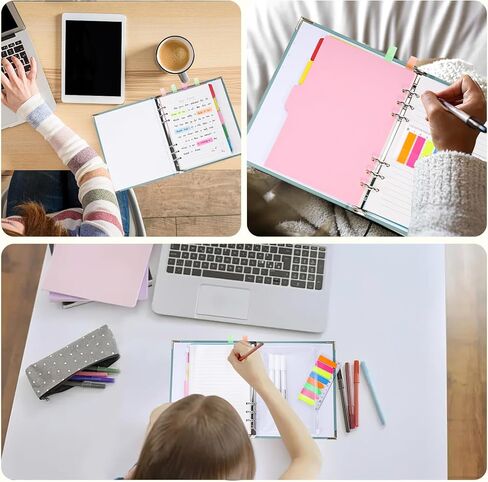 HIBOX 100 قطعة من ورق إعادة التعبئة A5، 200 صفحة مبطنة 6 فتحات ورق أوراق فضفاضة 160 قطعة علامات تبويب مؤشرة مع مسطرة 2 قطعة جيوب PVC 5 قطع فواصل للمكتب المدرسي in Kuwait