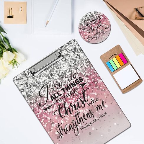 حافظة بلاستيكية بتصميم نمط باندا فلوال للطلاب والنساء والمدرسة والمكتب، مقاس A4 بحجم 12.5 بوصة × 9 بوصة مع مشبك معدني منخفض المستوى، مع قاعدة أكواب لطيفة وملاحظات لاصقة in Kuwait