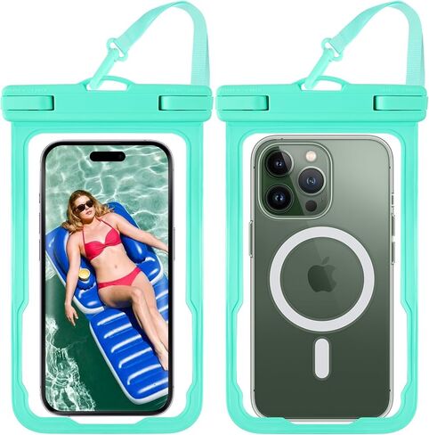 عبوتان من حقيبة الهاتف المقاومة للماء، حقيبة جافة للهاتف الخلوي IPX8، حقيبة كبيرة لحماية الهاتف لهاتف iPhone 15 14 13 Pro Max Mini Galaxy 24 حتى 7 بوصات، أساسيات للرياضات الخارجية على الشاطئ والسباحة in Kuwait