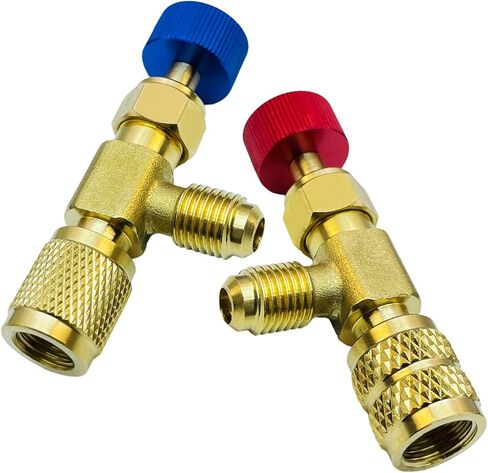 صمام شحن غاز التبريد R12 R410A، R12 R22-1/4 بوصة ذكر إلى 1/4 بوصة أنثى، R410-1/4 بوصة ذكر إلى 5/16 بوصة أنثى، محول صمام الأمان السائل صمام كروي للتحكم في التدفق (محول صمام شحن مكيف الهواء (زوج)) in Kuwait