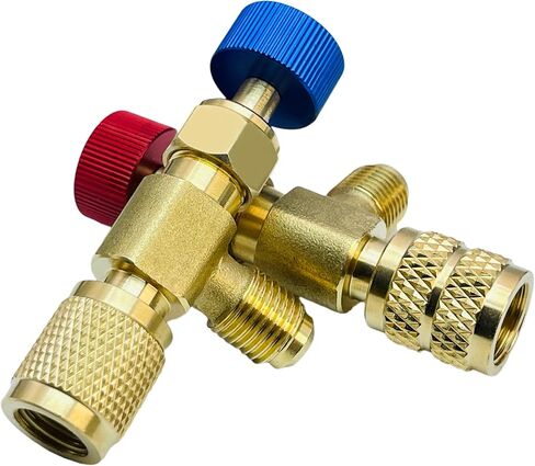 صمام شحن غاز التبريد R12 R410A، R12 R22-1/4 بوصة ذكر إلى 1/4 بوصة أنثى، R410-1/4 بوصة ذكر إلى 5/16 بوصة أنثى، محول صمام الأمان السائل صمام كروي للتحكم في التدفق (محول صمام شحن مكيف الهواء (زوج)) in Kuwait