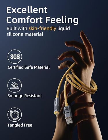 4 in 1 USB C Cable Lightning Cable, [SHEZI Style] 100W 5ft USB to USB C Fast Charging & Data Sync, Soft Silicone Anti-Tangle Cord Combo Type C/USB A/L Ports for iPhone iPad Samsung in Kuwait