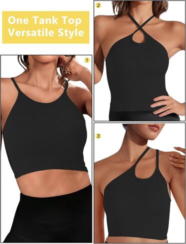 Sports Bras for Women, Ribbed Seamless Workout Tank Tops Woman Y Back, Camisole Crop Top Running Tank Top Yoga Gym Bra in Saudi Arabia