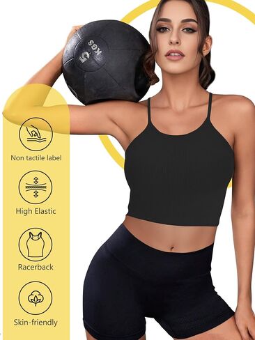 Sports Bras for Women, Ribbed Seamless Workout Tank Tops Woman Y Back, Camisole Crop Top Running Tank Top Yoga Gym Bra in Saudi Arabia