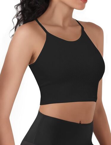 Sports Bras for Women, Ribbed Seamless Workout Tank Tops Woman Y Back, Camisole Crop Top Running Tank Top Yoga Gym Bra in Saudi Arabia