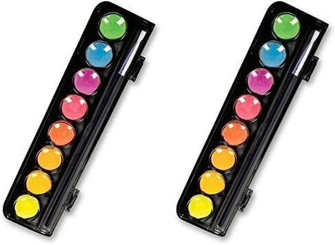 أقراص طلاء بالألوان المائية ميكادور دارك آرتس نيون جلو، مجموعة 8 ألوان + فرشاة - رسم بالألوان المائية للأطفال بألوان نيون نابضة بالحياة للغاية - يتوهج تحت الضوء الأسود - للأعمار من 3 سنوات فما فوق in Kuwait