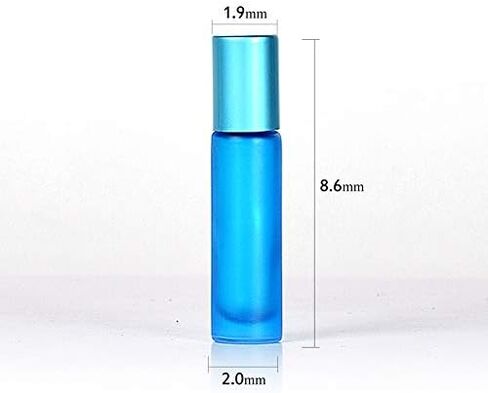 5 Pack 10ml Colorful Frosted Glass Roll On Bottles,Empty Essential Oil Glass Roller Bottle With Stainless Steel Roller Balls Travel Roll-On Vial with Aluminum Lids-Funnel&Pipette Include (Cyan) in Kuwait