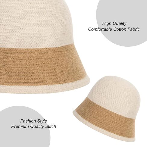 Women Winter Knit Bucket Hat - Black Vintage Warm Beanie Cap Fashion Packable Knitted Cloche Hat in Saudi Arabia