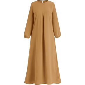 IBAKOM Abay for Women Shiny Self Tie Modest Muslim Dress Ramadan Eid Prayer Clothes Dubai Islamic Jalabiya Arabian Jilbab