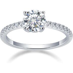 Moissanite Engagement Ring 1Ct Sterling Silver with 18K Gold Plated for Women, Moissanite Solitaire Promise Rings VVS1 Clarity Wedding band in Kuwait