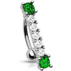 CM Crareesi Mania Belly Button Rings Reverse Belly Rings 316L Surgical Steel Belly Button Piercing Jewelry 14G Lined CZ Belly Piercing Jewelry for Women