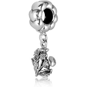 WithLoveSilver 925 Sterling Silver Hearts Ring Celtic Scottish Thistle Dangle Charm Bead Bracelets