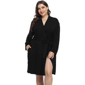 Crystal Dew Plus Size Soft Robes for Women Short Kimono Bathrobe Lightweight Modal Knit Maternity Loungewear