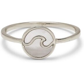 Pura Vida Ring Silver, Rose Gold, or Gold Encinitas Handmade Ring - Mother of Pearl Inlay Ring Jewelry, Brass Base with Rhodium Plating - Cute Rings for Teen Girls, Boho Jewelry for Women - Size 5-9