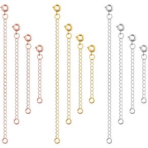 Anezus 8PCS Gold Necklace Extenders, 18K Gold Plated Jewelry Extenders Extension Chain for Necklaces, Bracelets and Anklets (Assorted Sizes)