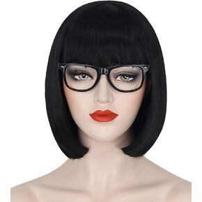 باروكات Mersi Black Bob للنساء من Edna Mode شعر مستعار قصير مع غرة لحفلات الهالوين S084BK in Kuwait